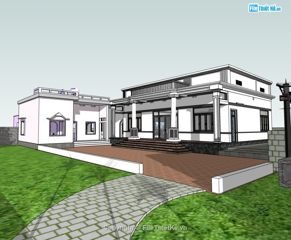 nhà 1 tầng,su nhà 1 tầng,sketchup nhà 1 tầng