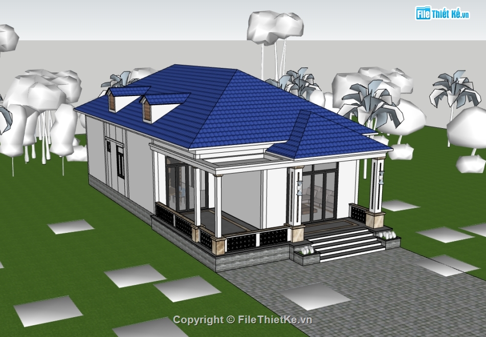 nhà 1 tầng,su nhà 1 tầng,sketchup nhà 1 tầng