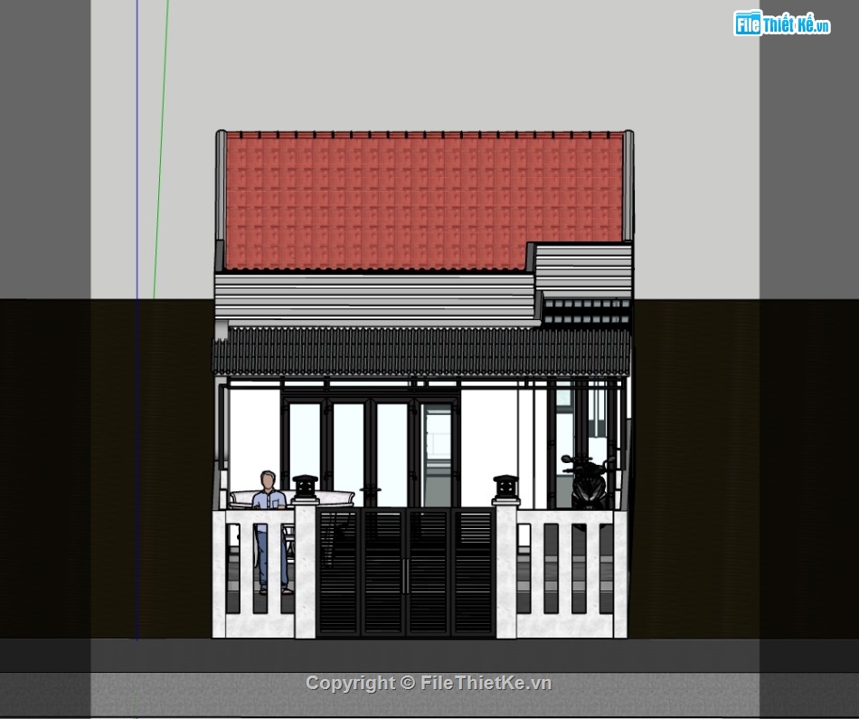 nhà 1 tầng,su nhà 1 tầng,sketchup nhà 1 tầng