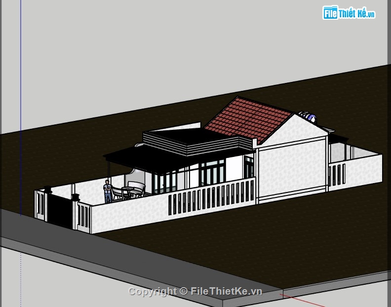 nhà 1 tầng,su nhà 1 tầng,sketchup nhà 1 tầng