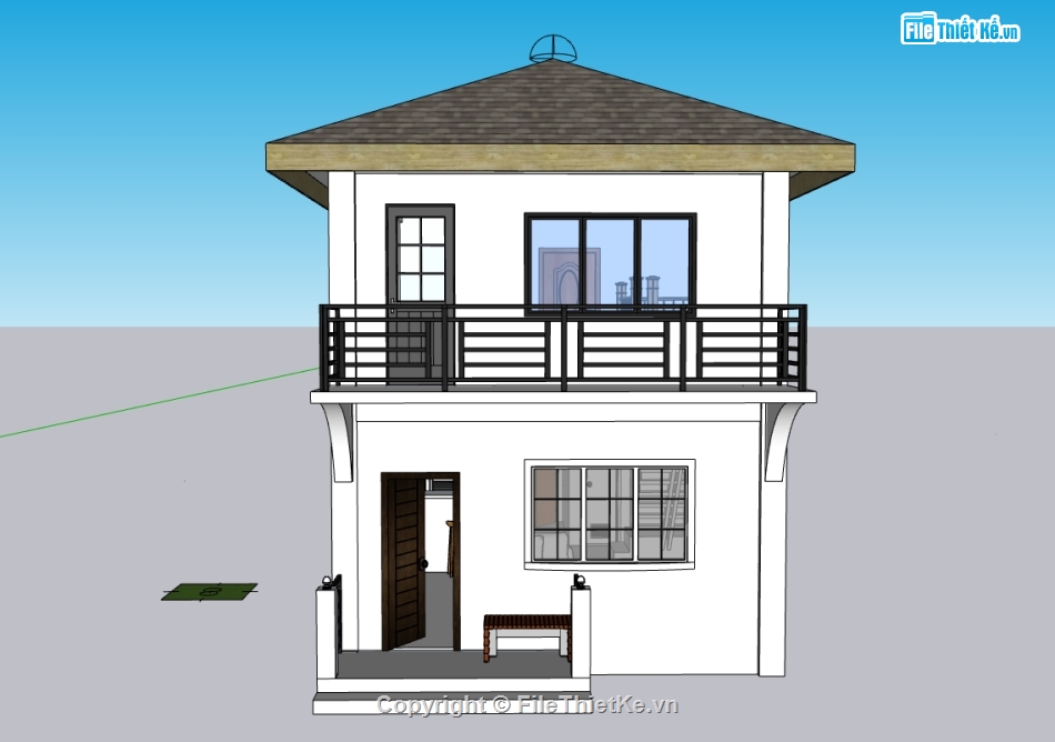 su nhà 2 tầng,sketchup nhà 2 tầng,nhà 2 tầng