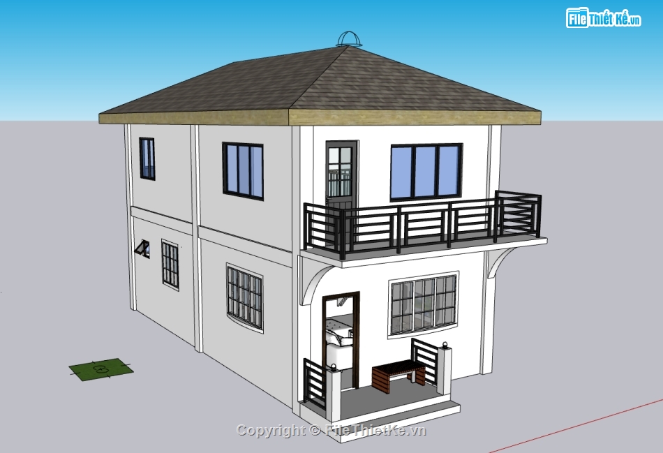 su nhà 2 tầng,sketchup nhà 2 tầng,nhà 2 tầng