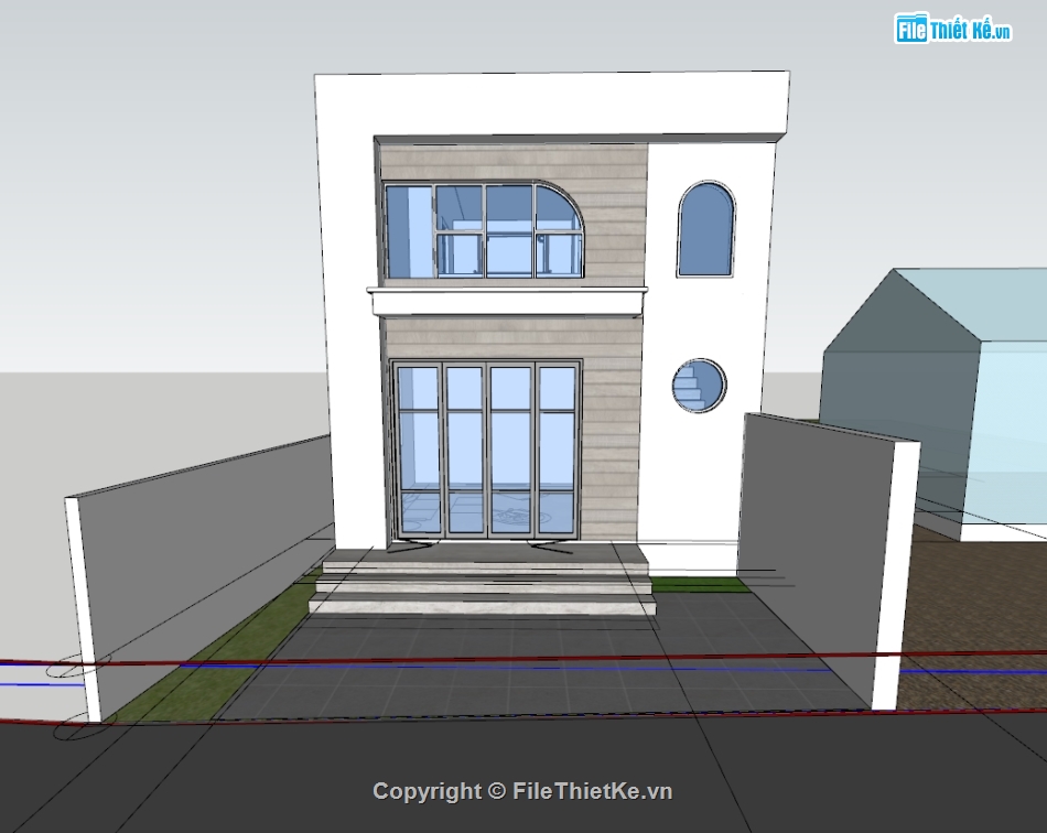 su nhà phố,sketchup nhà phố,nhà phố 3 tầng