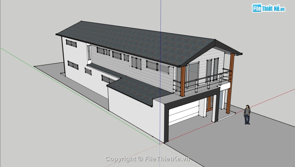 nhà 2 tầng,sketchup nhà 2 tầng,nhà 2 tầng đẹp