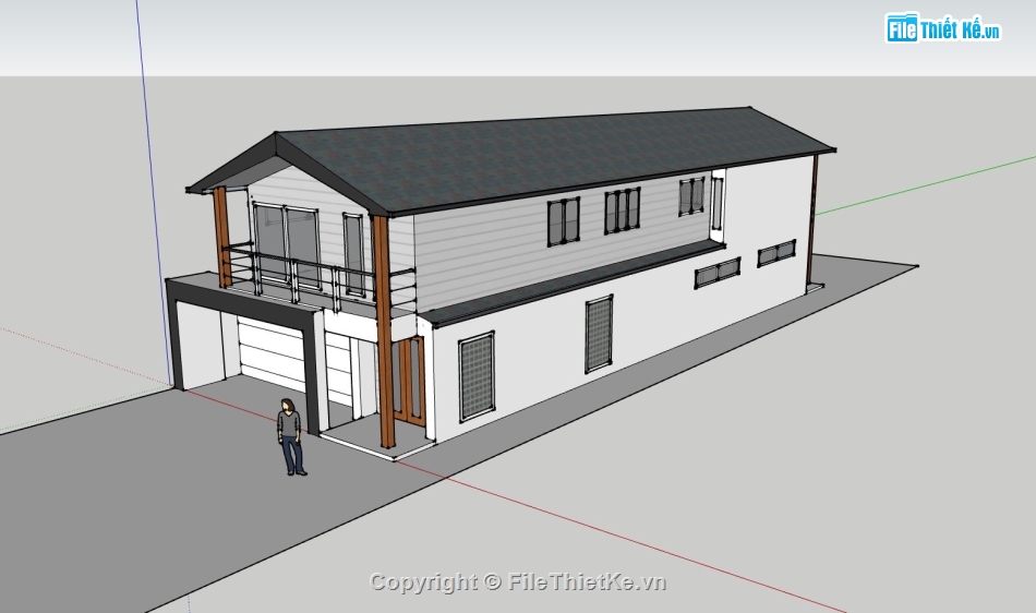 nhà 2 tầng,sketchup nhà 2 tầng,nhà 2 tầng đẹp