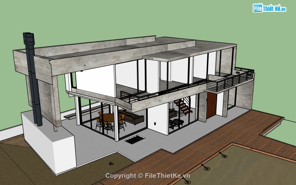 nhà 2 tầng,sketchup nhà 2 tầng,su nhà 2 tầng