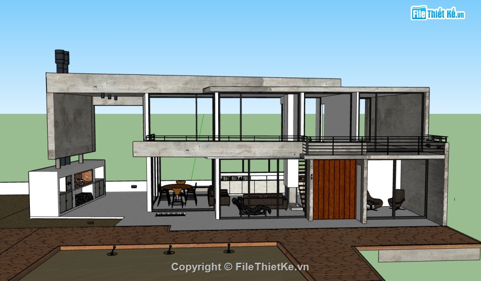 nhà 2 tầng,sketchup nhà 2 tầng,su nhà 2 tầng