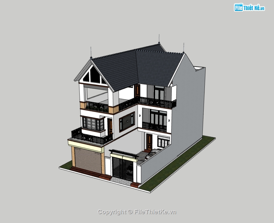 nhà 3 tầng,su nhà 3 tầng,sketchup nhà 3 tầng