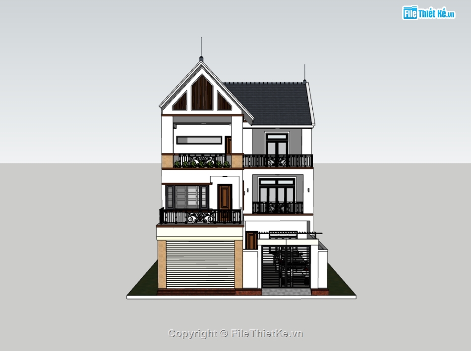 nhà 3 tầng,su nhà 3 tầng,sketchup nhà 3 tầng