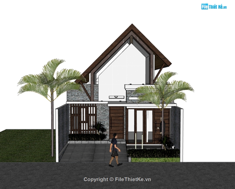 nhà gác lửng,su nhà gác lửng,sketchup nhà gác lửng