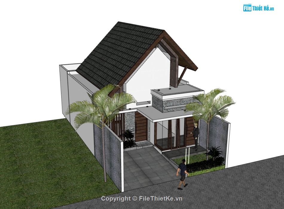 nhà gác lửng,su nhà gác lửng,sketchup nhà gác lửng