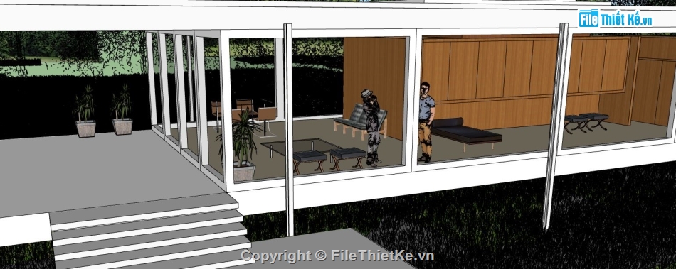 nhà 1 tầng đẹp,file su nhà ở 1 tầng,file sketchup nhà ở 1 tầng