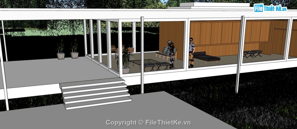 nhà 1 tầng đẹp,file su nhà ở 1 tầng,file sketchup nhà ở 1 tầng