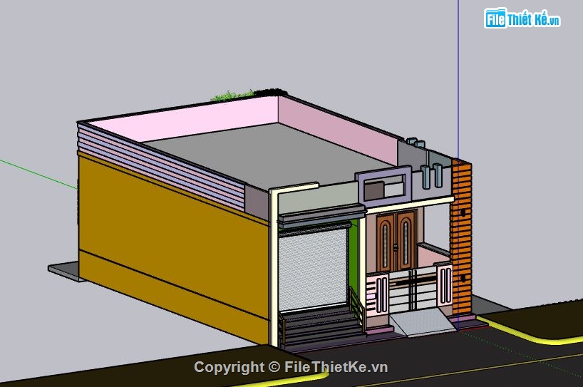 Nhà phố 1 tầng,file su nhà phố 1 tầng,sketchup nhà phố 1 tầng