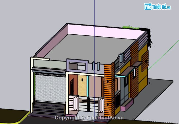 Nhà phố 1 tầng,file su nhà phố 1 tầng,sketchup nhà phố 1 tầng