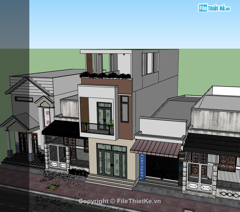 su nhà phố,sketchup nhà phố,sketchup nhà phố 2 tầng