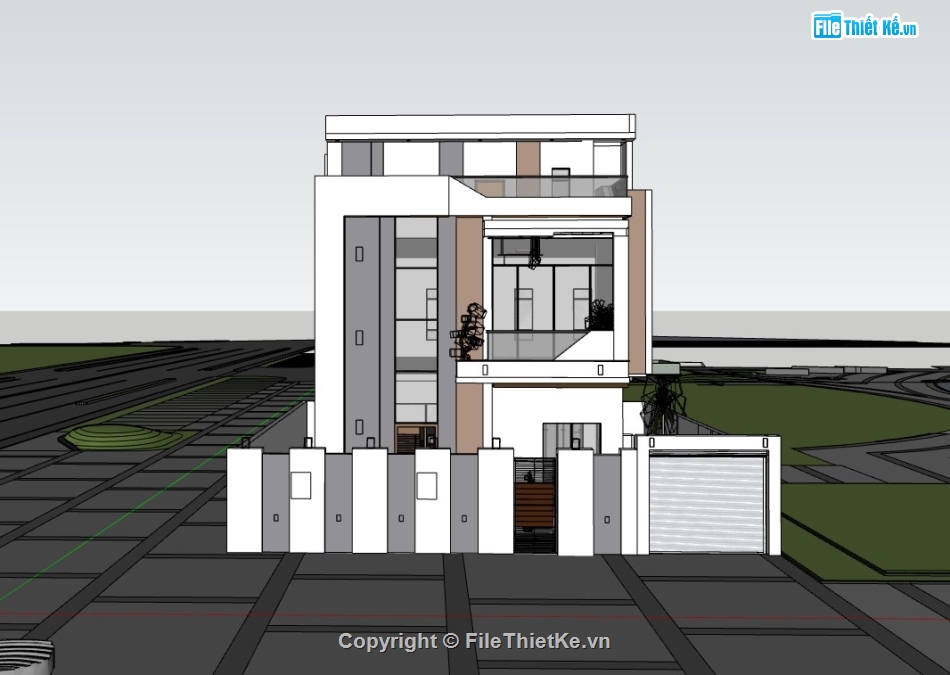 su nhà phố,sketchup nhà phố,nhà phố 2 tầng