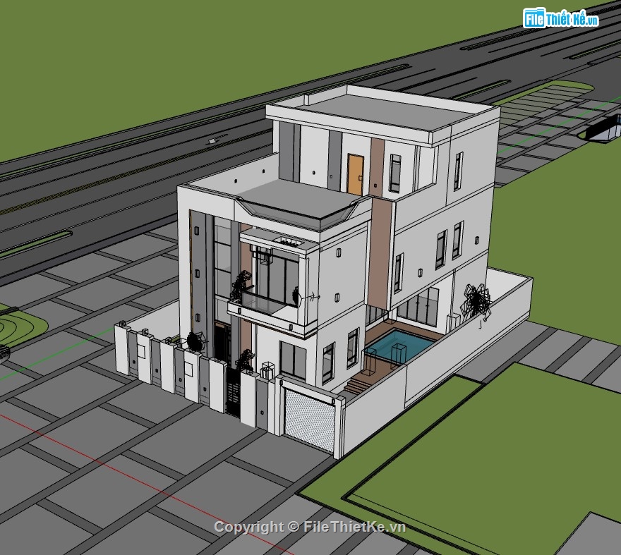 su nhà phố,sketchup nhà phố,nhà phố 2 tầng