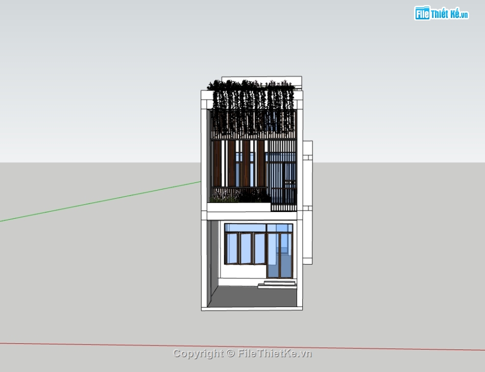 nhà phố 2 tầng,sketchup nhà phố 2 tầng,nhà phố