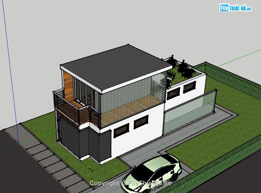 Nhà phố 2 tầng,model su nhà phố 2 tầng,sketchup nhà phố 2 tầng