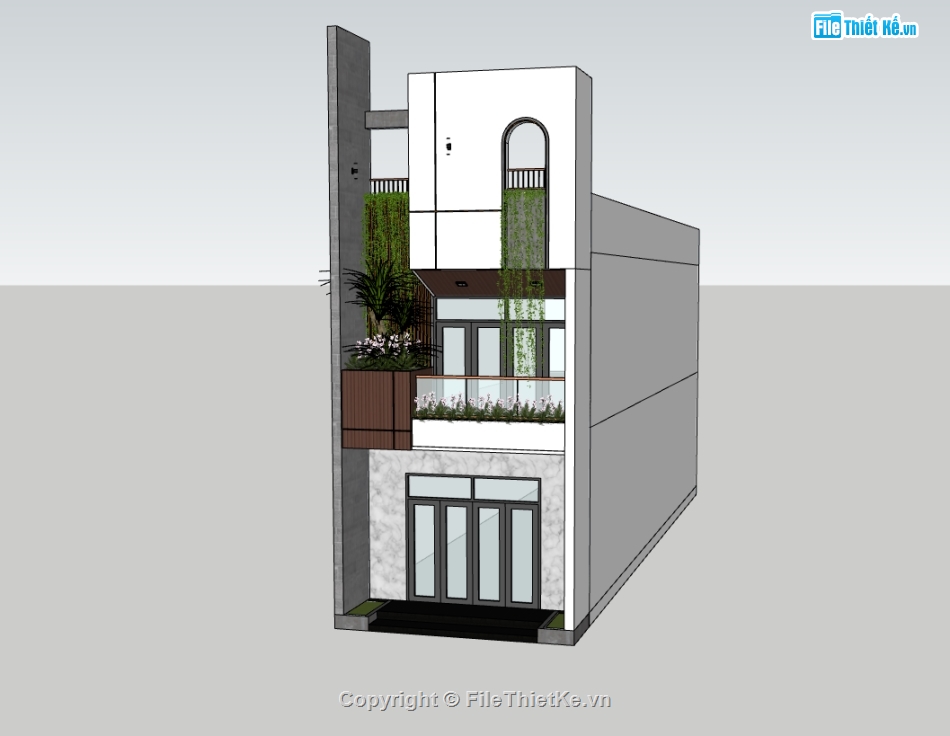 su nhà phố,sketchup nhà phố,nhà phố 2 tầng