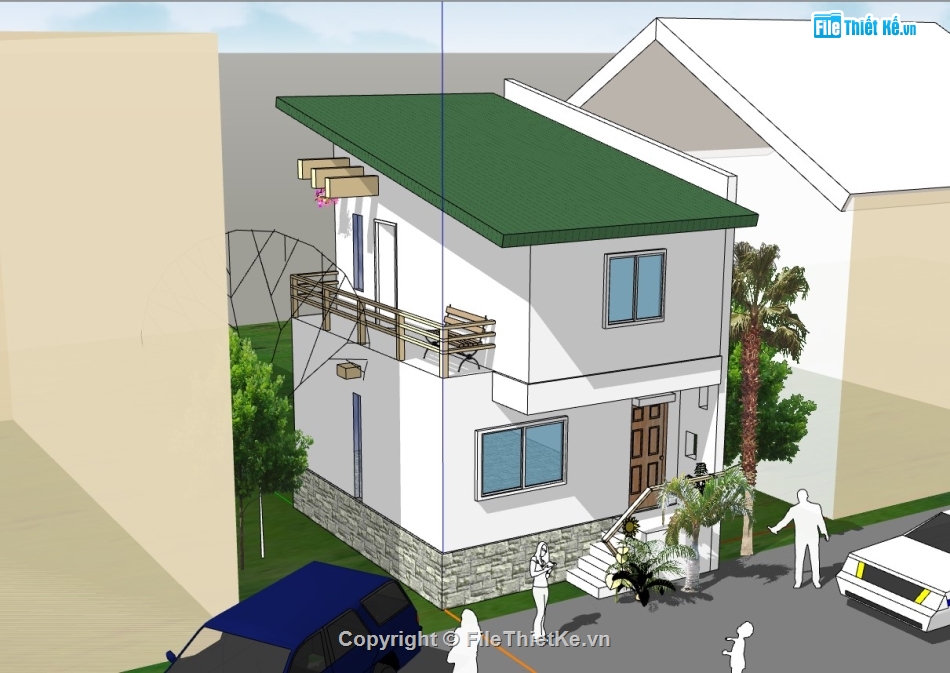 su nhà phố,sketchup nhà phố,su nhà phố 2 tầng,sketchup nhà phố 2 tầng