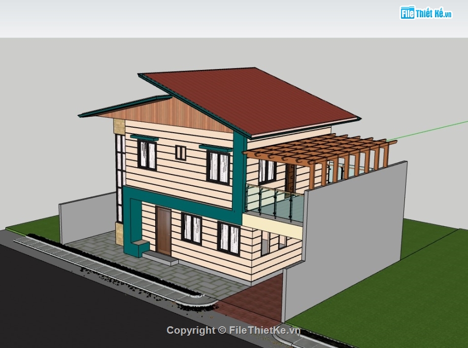 su nhà phố,sketchup nhà phố,su nhà phố 2 tầng,sketchup nhà phố 2 tầng