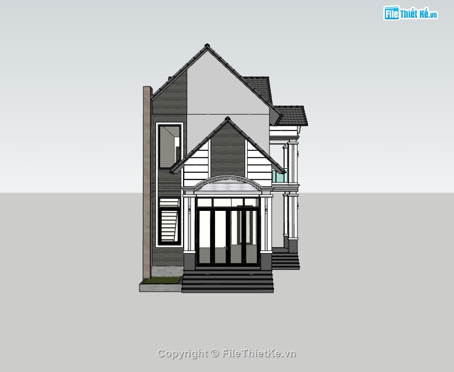 nhà phố 2 tầng,su nhà phố,sketchup nhà phố