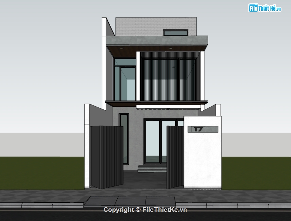 su nhà phố,sketchup nhà phố,nhà phố 2 tầng