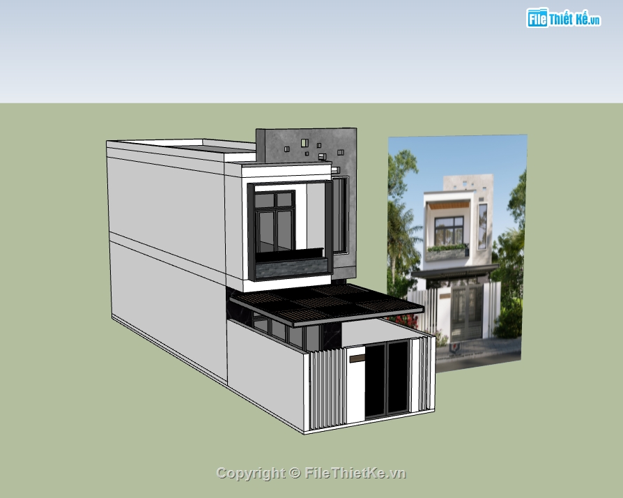 su nhà phố,sketchup nhà phố,su nhà phố 2 tầng,sketchup nhà phố 2 tầng