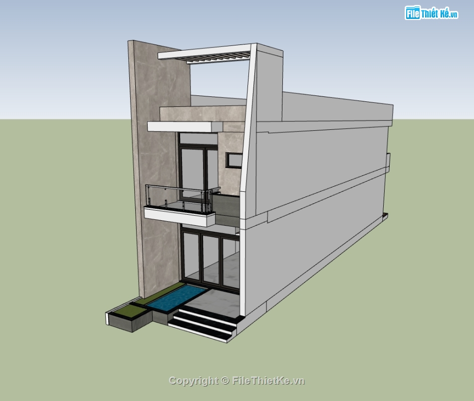 su nhà phố,sketchup nhà phố,su nhà phố 2 tầng