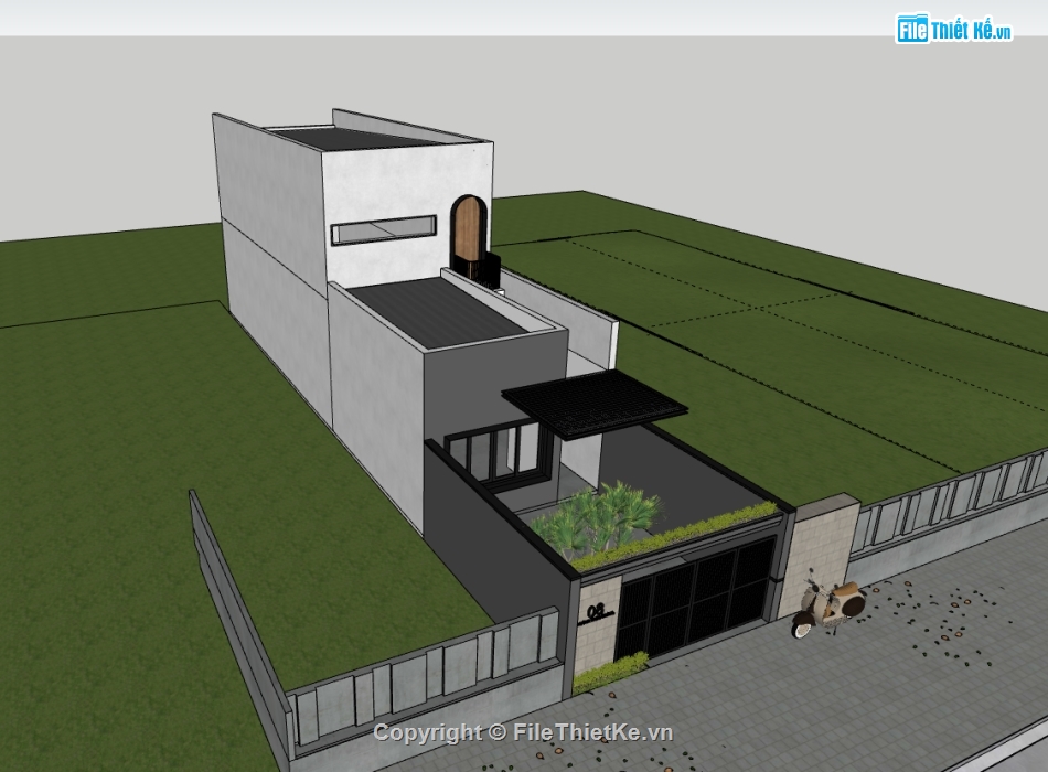 su nhà phố,sketchup nhà phố,nhà phố 2 tầng