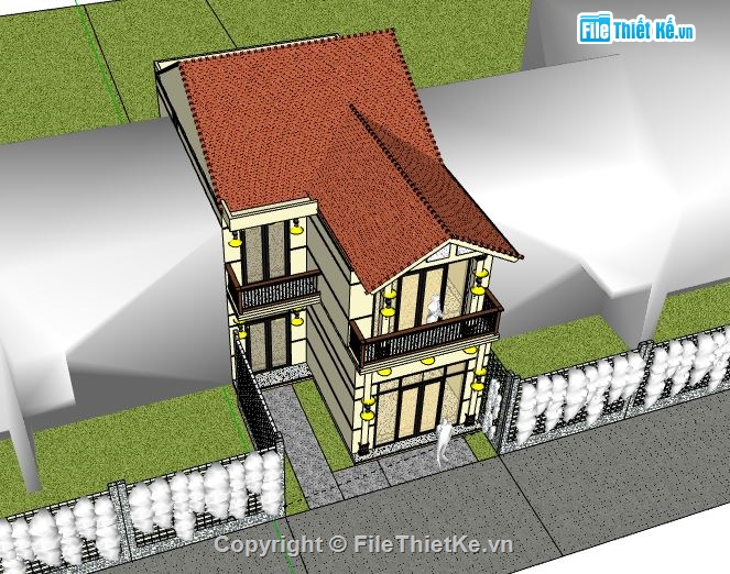 nhà phố 2 tầng,model su nhà phố 2 tầng,sketchup nhà phố 2 tầng