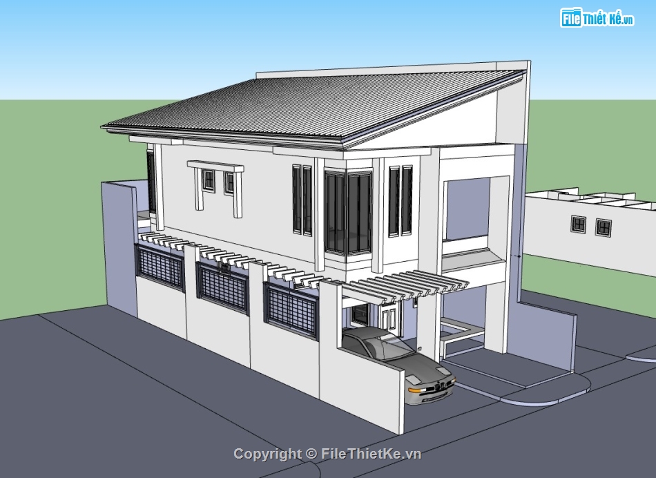 su nhà phố,sketchup nhà phố,su nhà phố 2 tầng