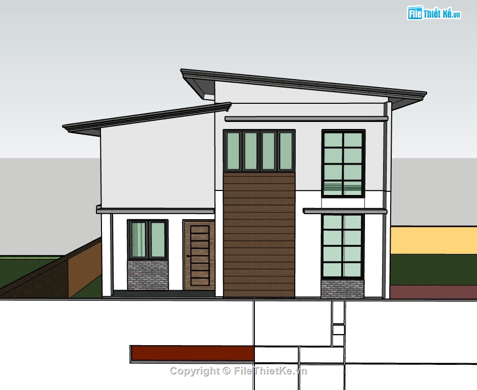 su nhà phố,sketchup nhà phố,su nhà phố 2 tầng