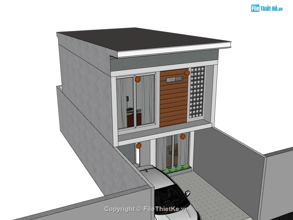 nhà phố 3 tầng,sketchup nhà phố,nhà phố