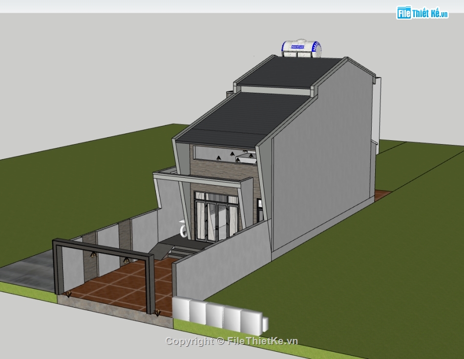 su nhà phố,sketchup nhà phố,nhà phố 2 tầng