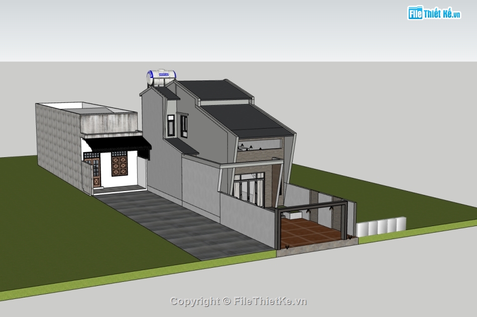 su nhà phố,sketchup nhà phố,nhà phố 2 tầng