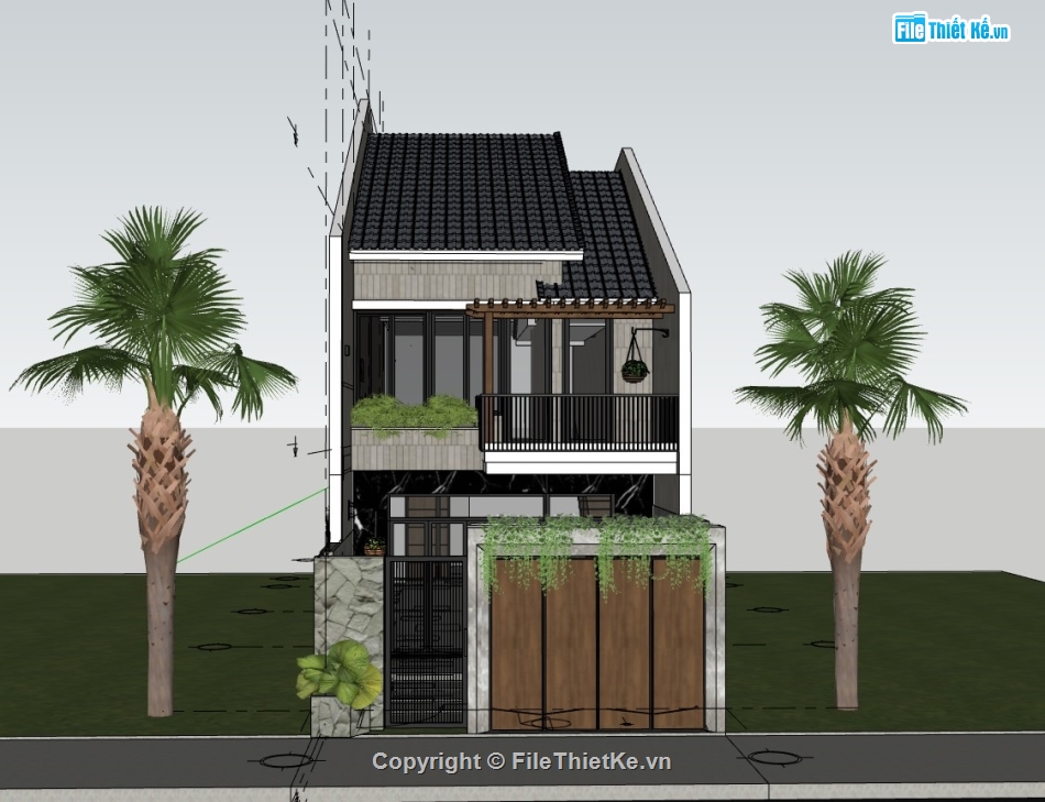 nhà phố 2 tầng,su nhà phố 2 tầng,su nhà phố,sketchup nhà phố