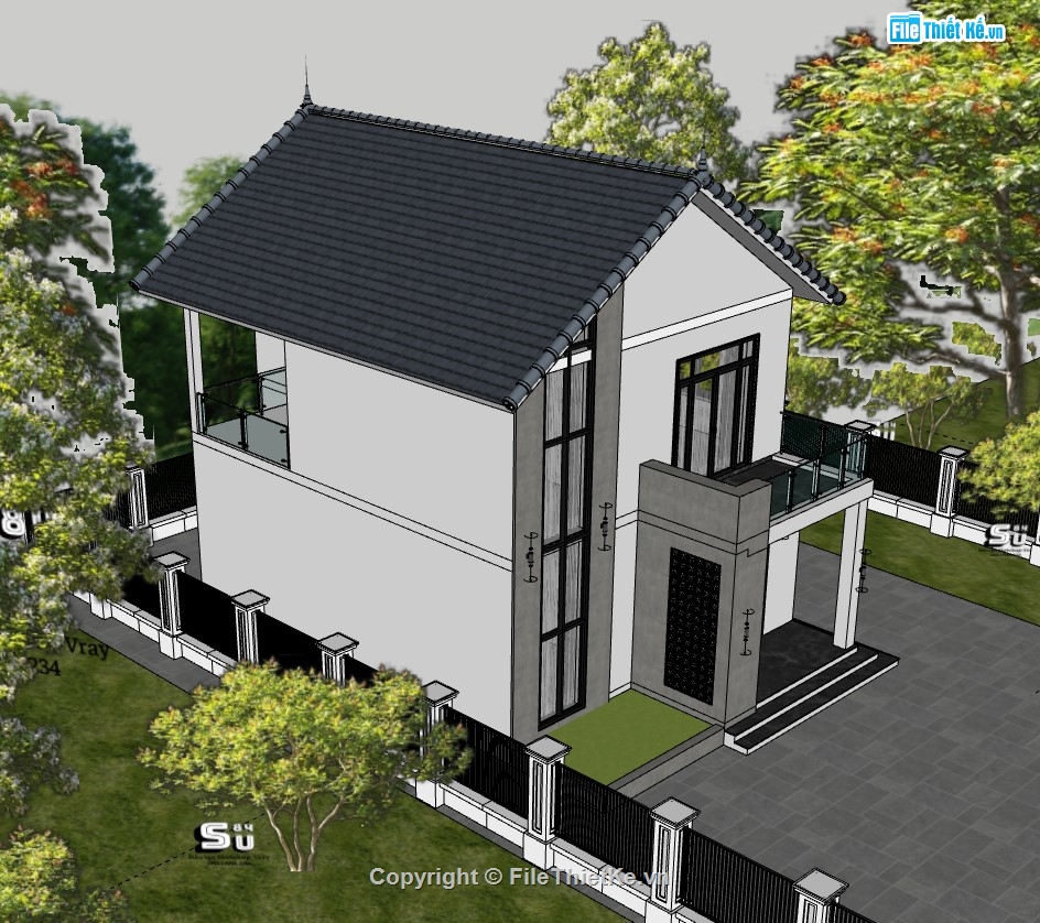 su nhà phố,sketchup nhà phố,su nhà phố 2 tầng,sketchup nhà phố 2 tầng