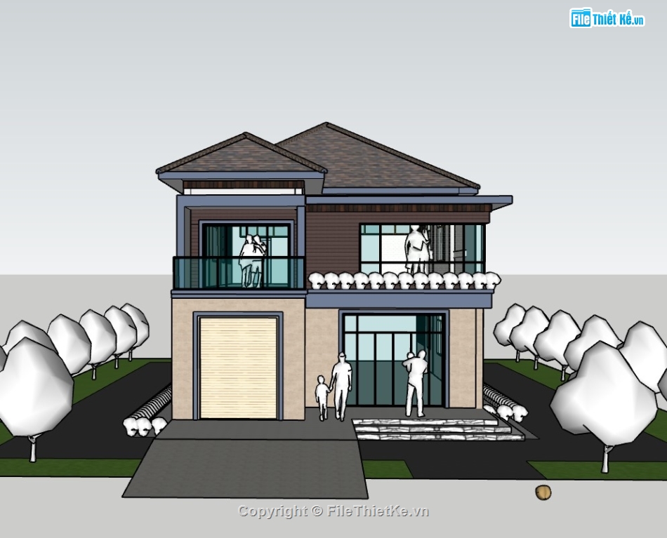 su nhà phố,sketchup nhà phố,su nhà phố 2 tầng,sketchup nhà phố 2 tầng