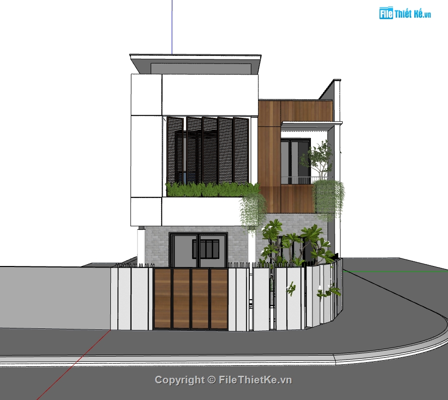 su nhà phố,sketchup nhà phố,nhà phố 2 tầng