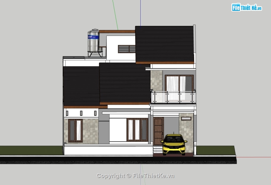 su nhà phố,sketchup nhà phố,su nhà phố 2 tầng,sketchup nhà phố 2 tầng