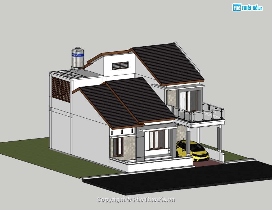 su nhà phố,sketchup nhà phố,su nhà phố 2 tầng,sketchup nhà phố 2 tầng