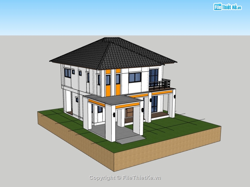 sketchup nhà phố 2 tầng,su nhà phố,sketchup nhà phố,su nhà phố 2 tầng