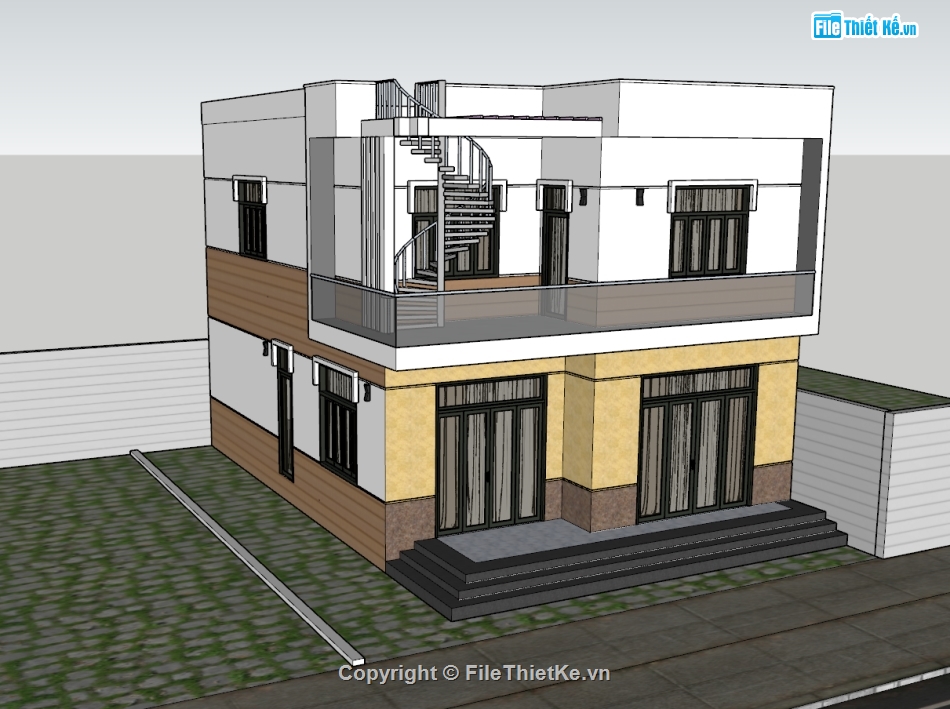 nhà phố 2 tầng,su nhà phố,sketchup nhà phố