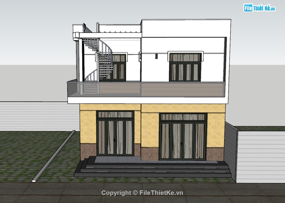 nhà phố 2 tầng,su nhà phố,sketchup nhà phố