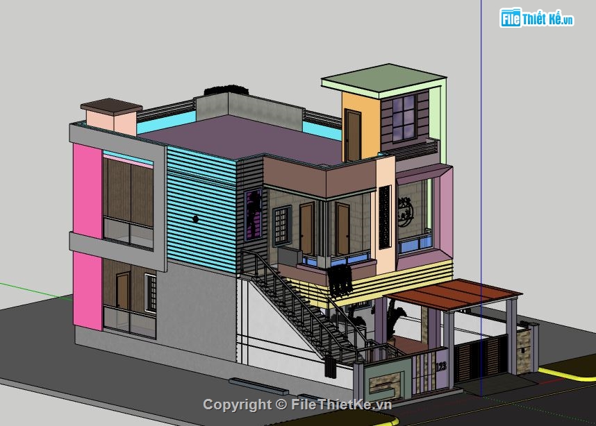 Nhà phố 2 tầng,model su nhà phố 2 tầng,file su nhà phố 2 tầng