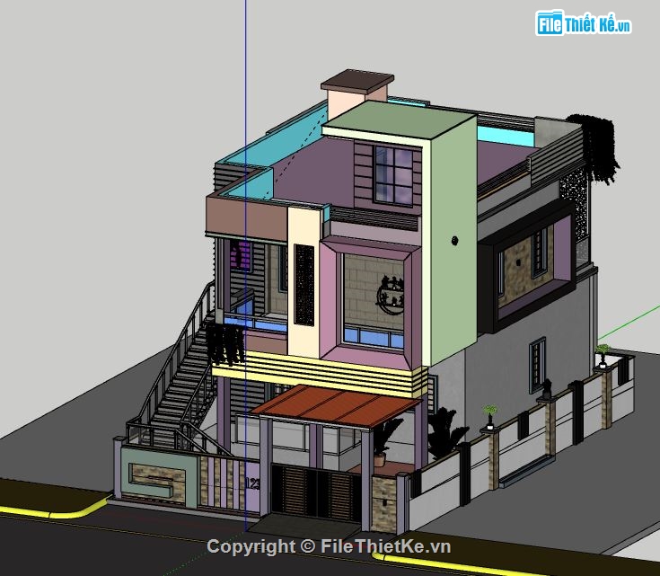 Nhà phố 2 tầng,model su nhà phố 2 tầng,file su nhà phố 2 tầng