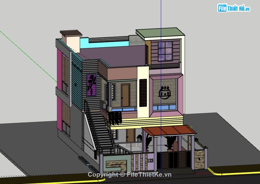 Nhà phố 2 tầng,model su nhà phố 2 tầng,file su nhà phố 2 tầng